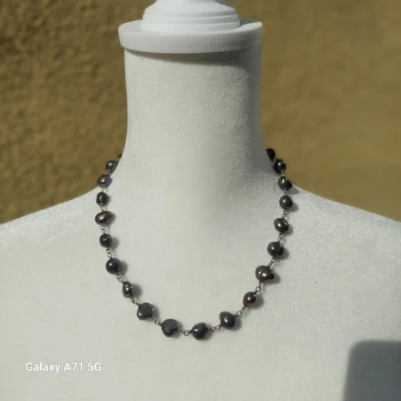 Silpada Iridescent Gray Freshwater Pearl  Necklace 925 Silver - Picture 3 of 10
